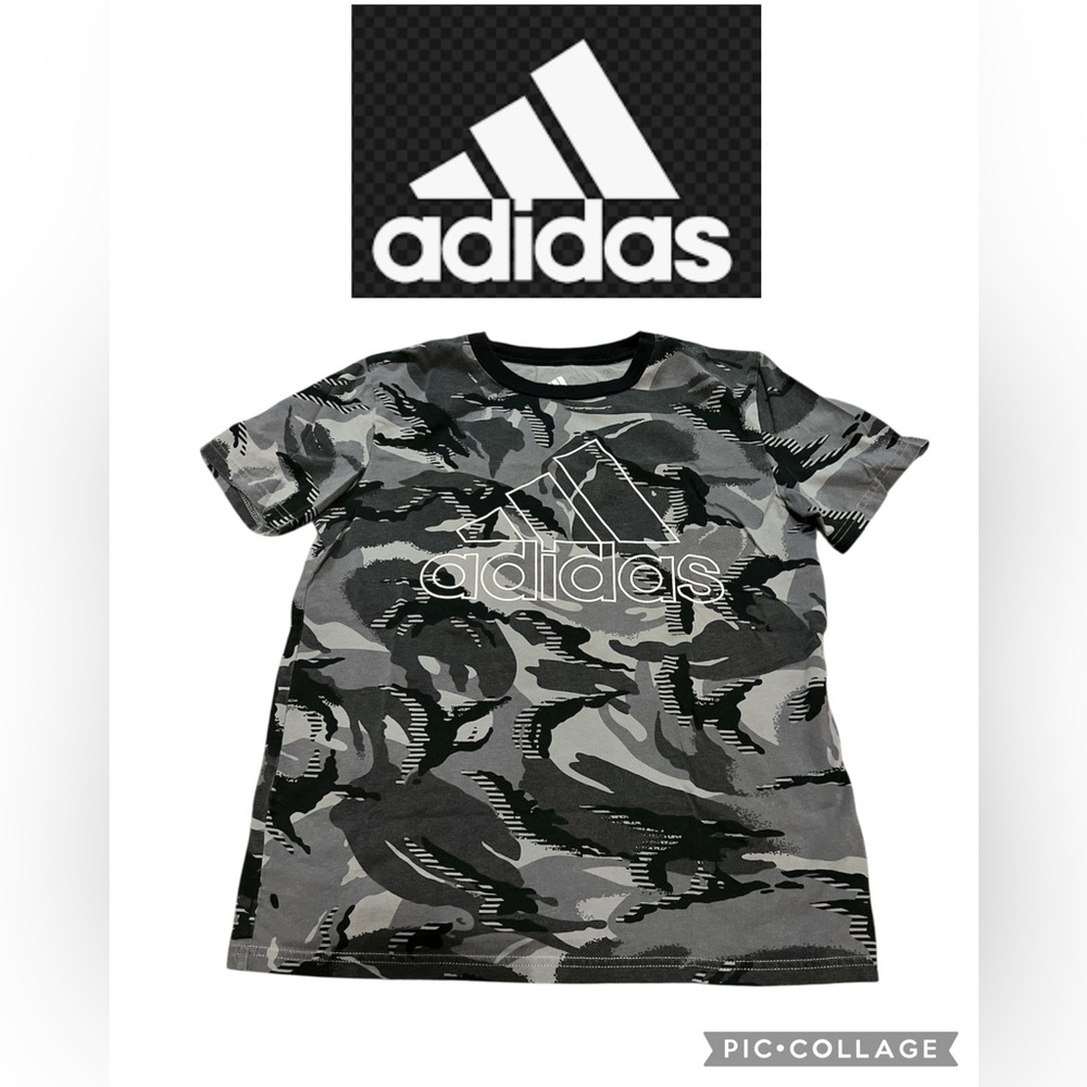 adidas Kids Camouflage T-Shirt - Black and Gray